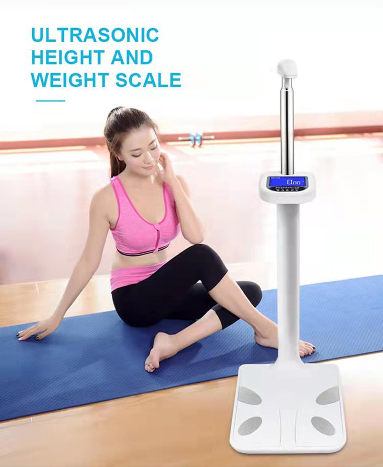 Analyseur de Composition corporelle, analyseur de Graisse, Balance électronique avec écran LCD, pour Mesure du Poids/Taille/obésité/IMC, capacité de 440 LB(