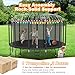 DeepRoar Tranpoline for Kids and Adults, 8FT Tranpoline with Basketball Hoop, Safety Enclosure Net, Heavy Duty Tranpoline with Light, Sprinkler, Socks, Ladder, ASTM Approved, Black