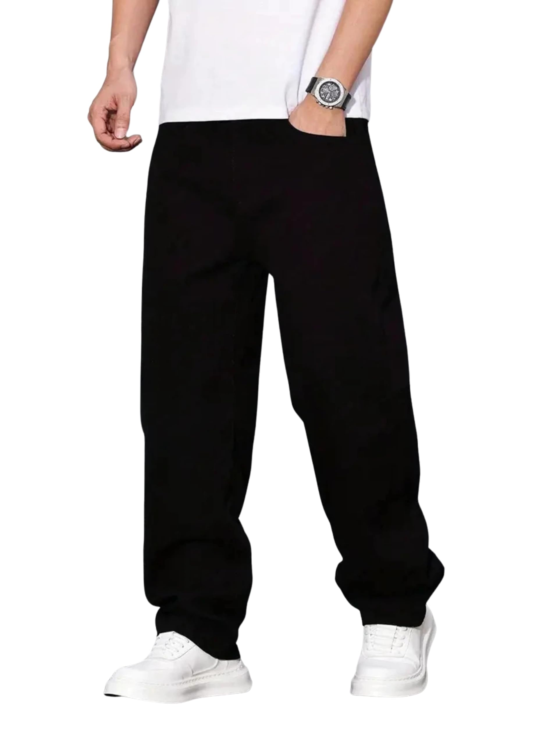 jaar Loose Fit Jeans for Men, Oversized Baggy Denim Pants, Mid Rise Waist, Casual Streetwear Style-picture-35