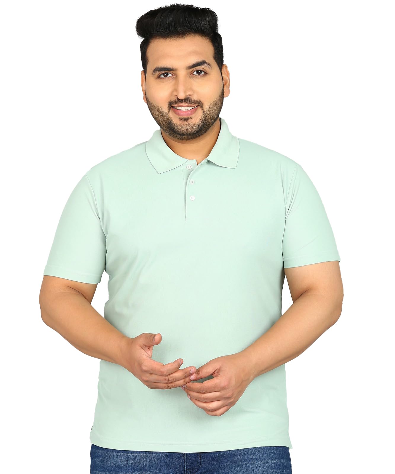 inkkr Plus Size Men's Solid Polo Neck Half Sleeve T-Shirts-picture-50