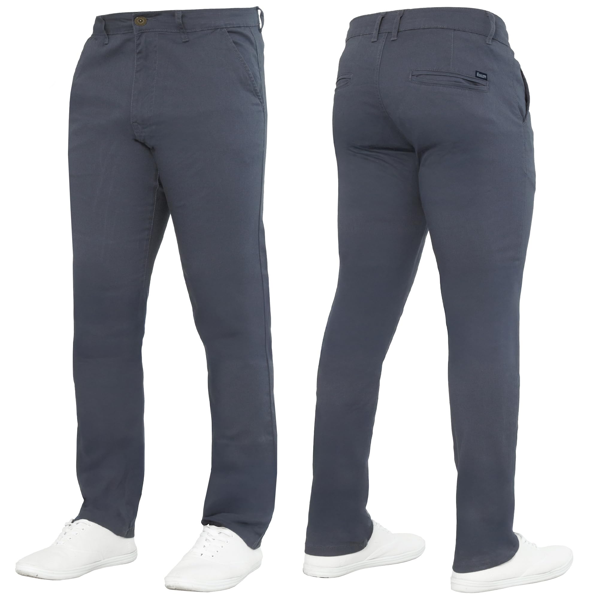 989Zé Enzo Men's Grey Stretch Chino Slim Fit Leg Jeans Trousers Pants By Raw Denim Ez348 28W / 30L