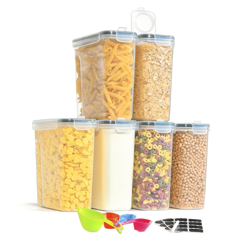 Generix Clear Airtight Food Storage Containers Set Of 6 (2.5L) – Bpa-Free Pantry Storage Containers With Lids, Stackable Kitchen Storage Jars For Cereal, Flour, Rice, Pasta & Dry Food