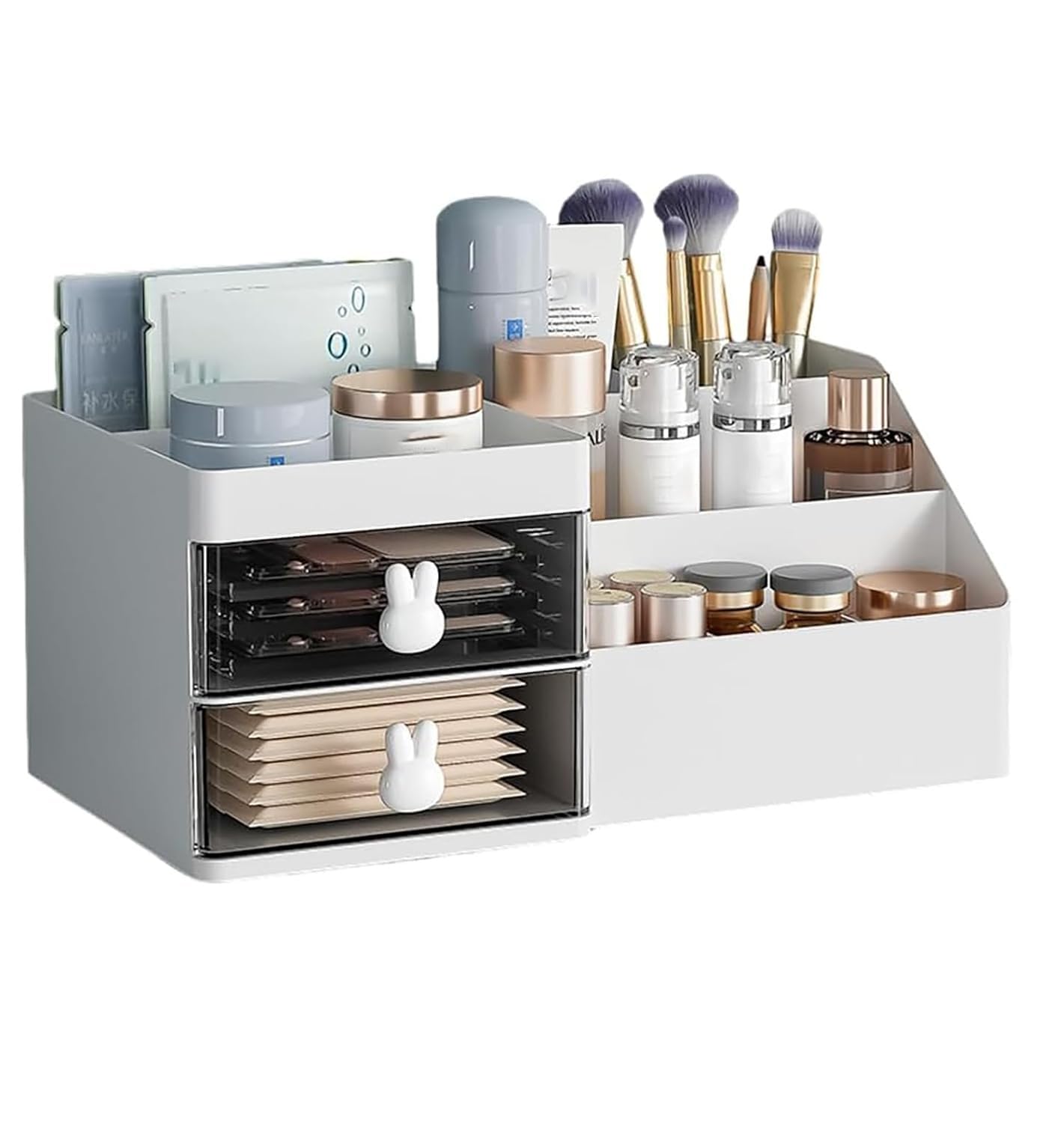 SCALER Organiser Cosmetic Storage Box Dressing Table Cosmetic Organiser with Drawer, Makeup Box with Drawers for Dresser, Bedroom, Bathroom (White) Pack of 1-image-12