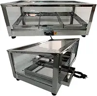 Estufa Elétrica para Salgados com 3 Bandejas, Vidro e Inox, 55 x 32 x 22 cm, Design Inclinado (220, Volts)