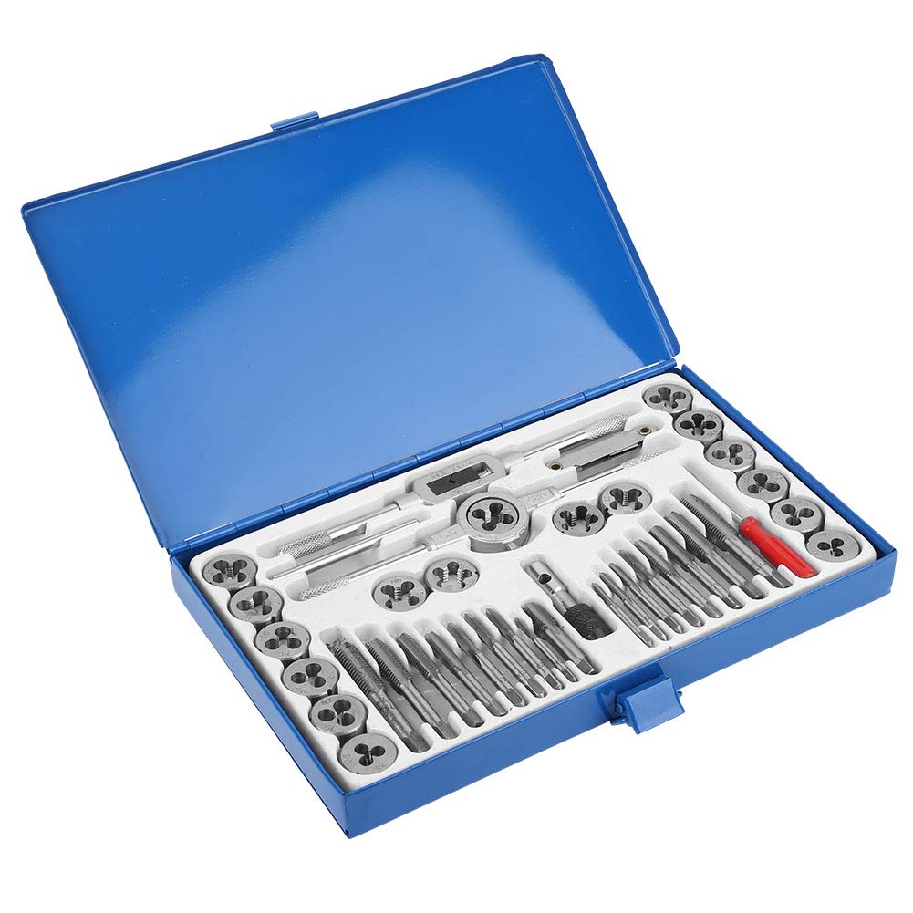 Kit de machos y matrices, acero de aleación, 40 piezas, juego de matrices para machos de roscar de alta dureza con llave ajustable para vehículos, maquinaria, proyectos de