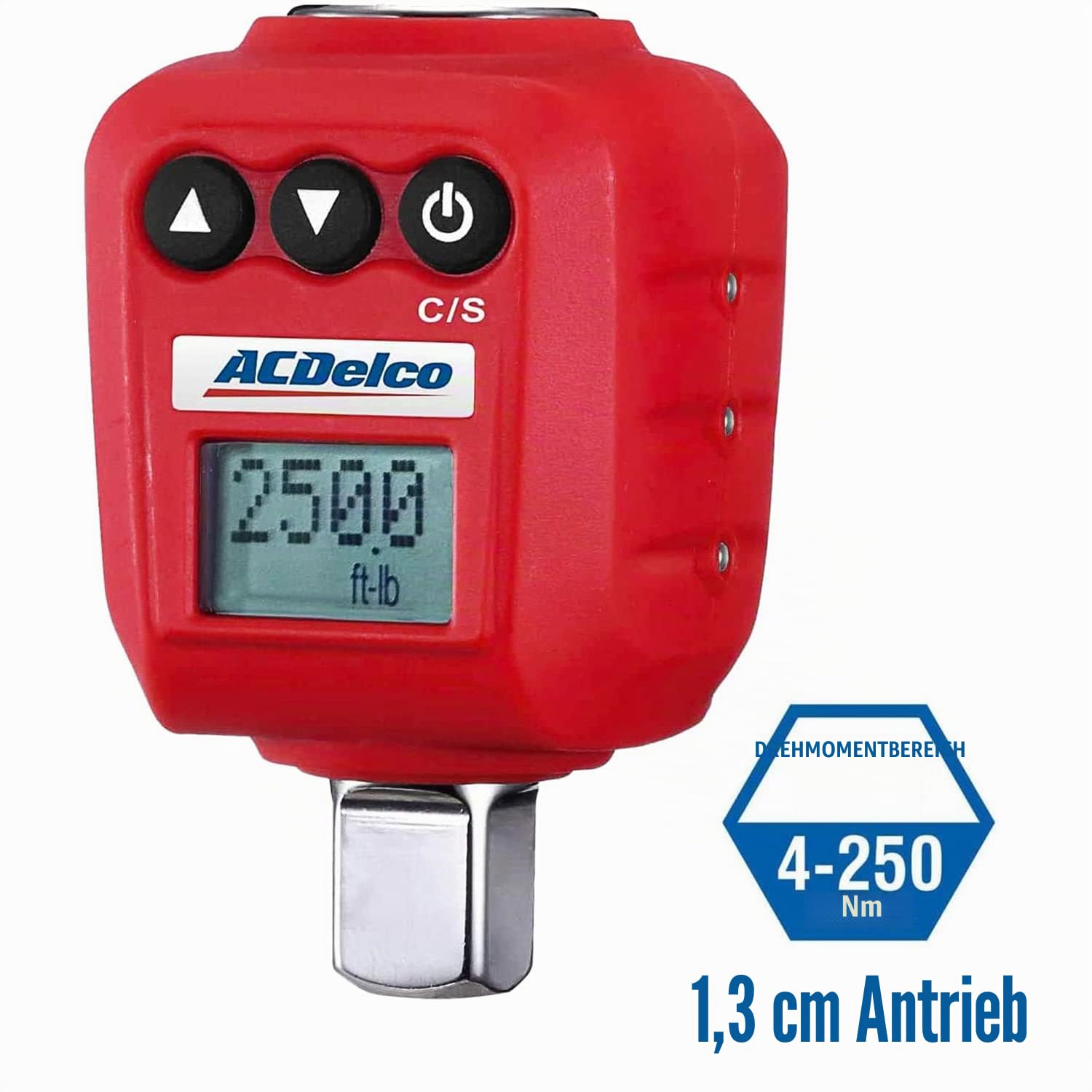 ACDelco ARM602-4A Digitaler 1/2-Zoll Hochleistungs-Drehmomentadapter (33,9-339 Nm) mit Summer, LED-Blitzanzeige, Schutzhülle und ISO 6789-Standardkalibrierungszertifikat