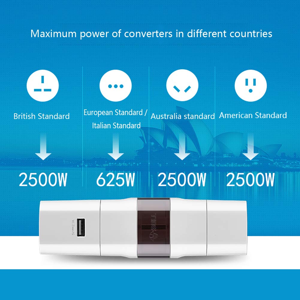 Adaptador de Viaje Mundial Carga rapida USB regleta enchufes Protector contra sobretensiones Reino Unido Estados Unidos UE AUS Asia Tailandia China Japón 200+ Países Convertidor de Poder