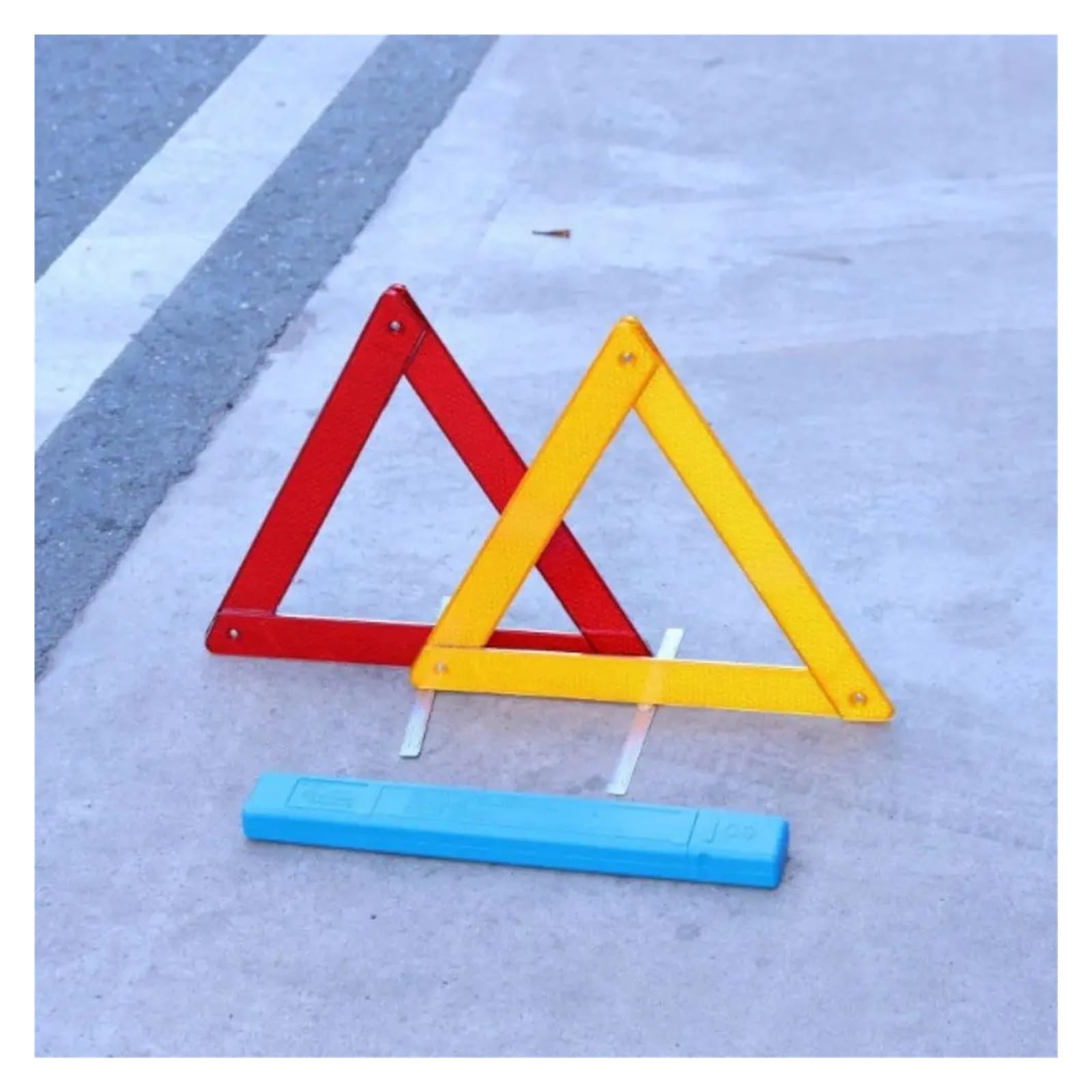 Triángulo Reflectante de Advertencia Emergencia, Soporte Metal, señal Parada plegada, triángulo, Juego 2 uds. Plegable para Advertencia