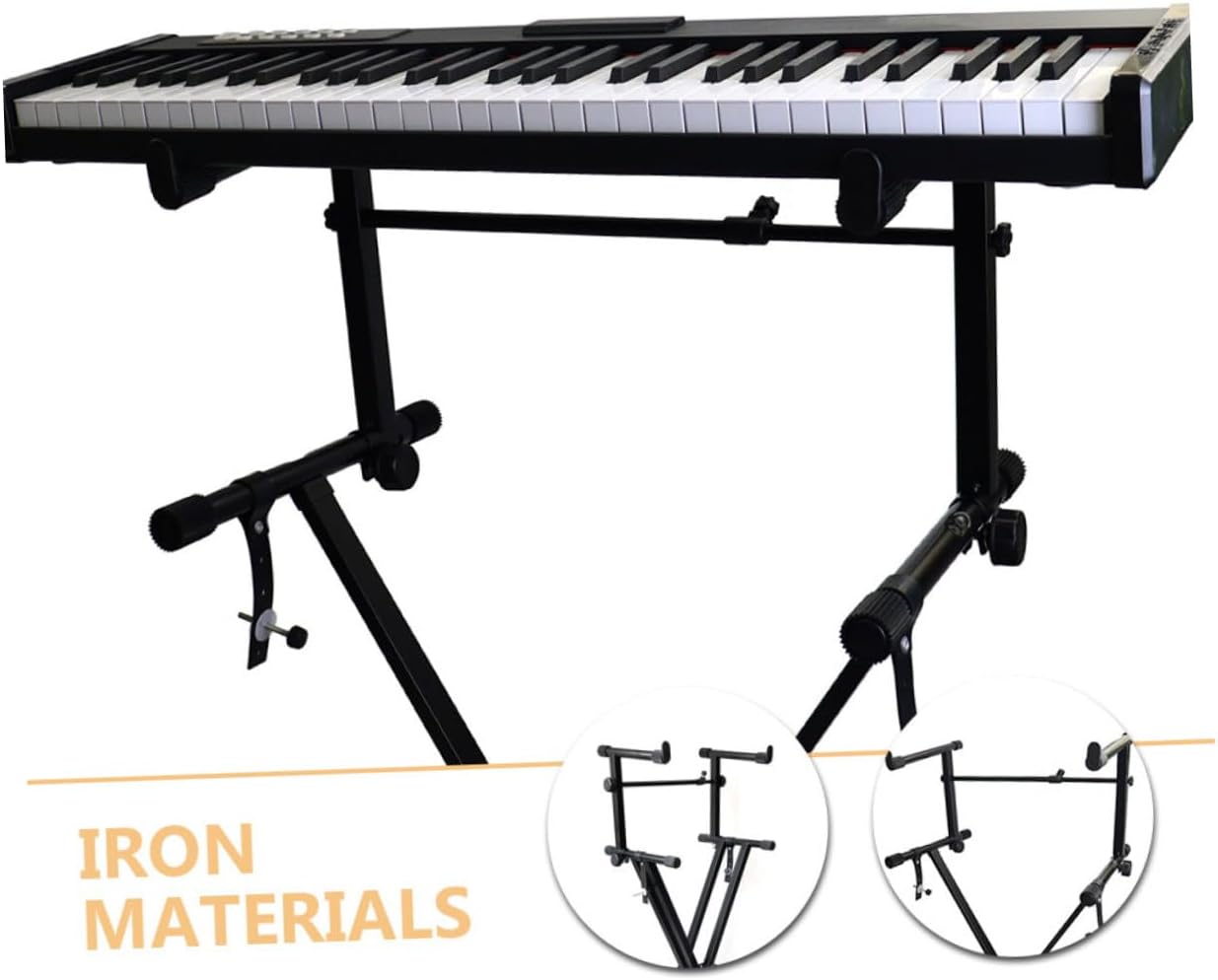 ERINGOGO Adjustable Electric Keyboard Stand Height Extension Portable Reliable Keyboard Holder for Comfortable Playing Position Double Tube Design Black