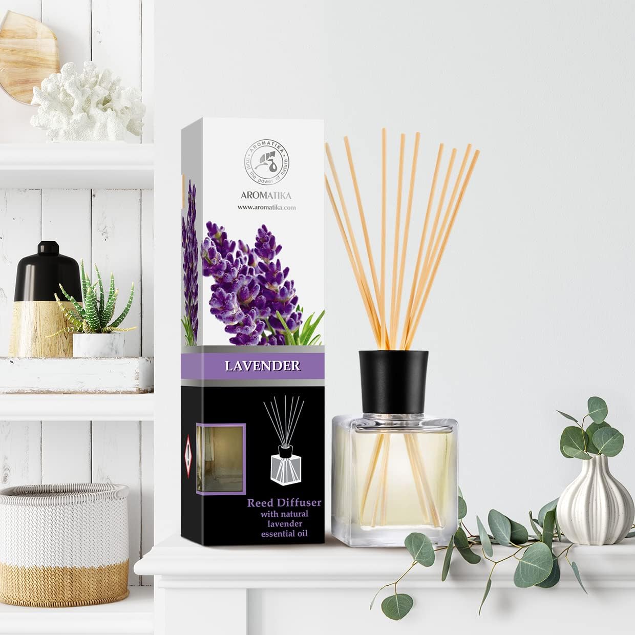 Reed Diffuser with Natural Essential Oil Lavender 6.8 Fl Oz - Scented Reed Diffuser - Gift Set with Bamboo Sticks - Best for Aromatherapy - SPA - Home - Office - Fitness Club - Image 7
