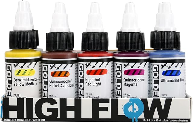 Golden High Flow Acrylic Assortd 10 Color Set