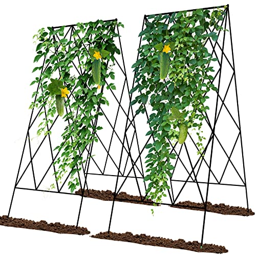 UrGROWA Cucumber Trellis 2 Pack, Foldable A-Frame Garden Trellis for