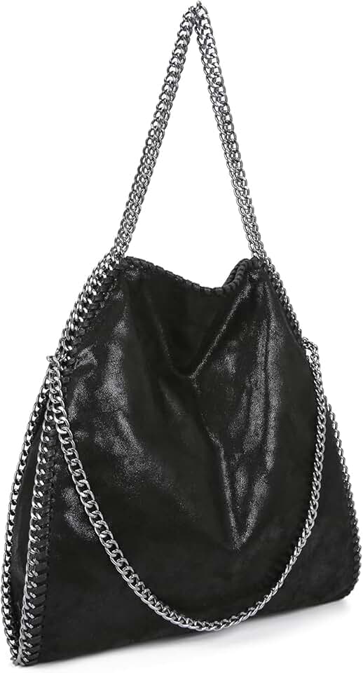 JOTHIN Shopping Crossbody Bag Fashion Large Tote Bag Soft PU Leather Shoulder Bag Waterproof Chain Bag Light Women Handbags (Black), 35*8*40 cm