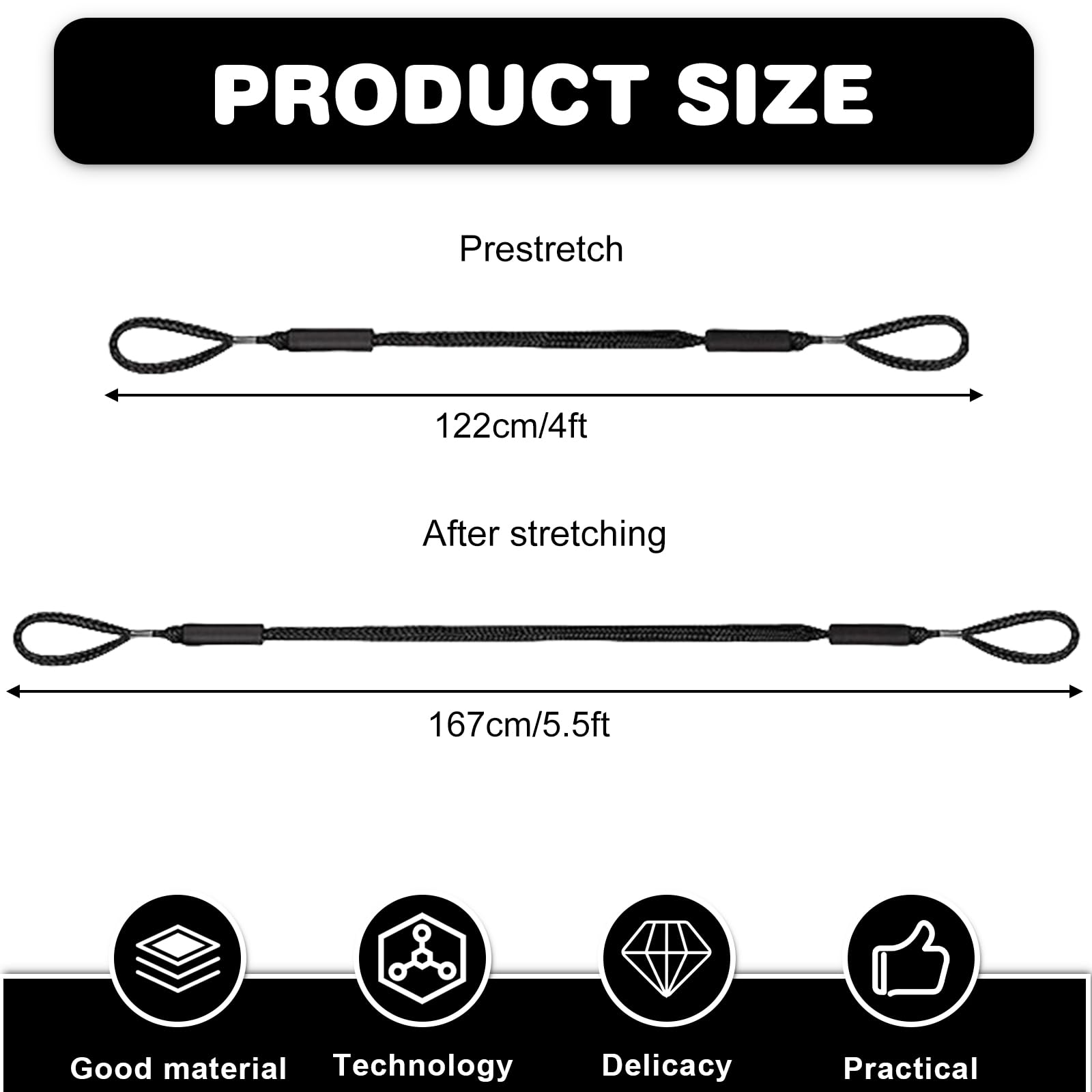 Bungee Dock Line Ormeggio,2 Pezzi 1.2M Cavi Per Ormeggio Per Barche,Linea Di Ormeggio,Accessori Per Barche,Cravatta Elastica In Barca Per Barche,Kayak,Pontone,Canoa