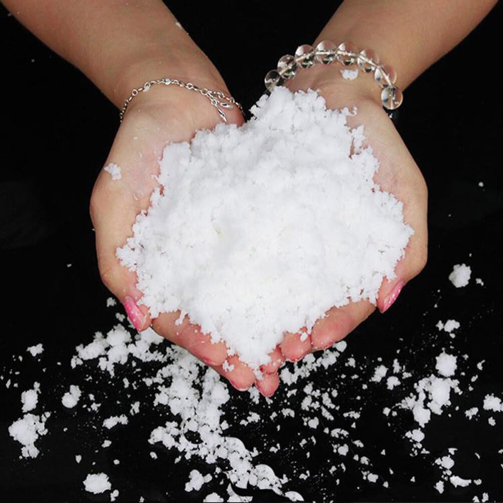 ABOOFAN 500g Neve Artificiale in Polvere Bianca Decorativa Neve Natalizia Finta per Lavoretti e Party Estivi Ornamenti Riciclabili per Tavoli e Case