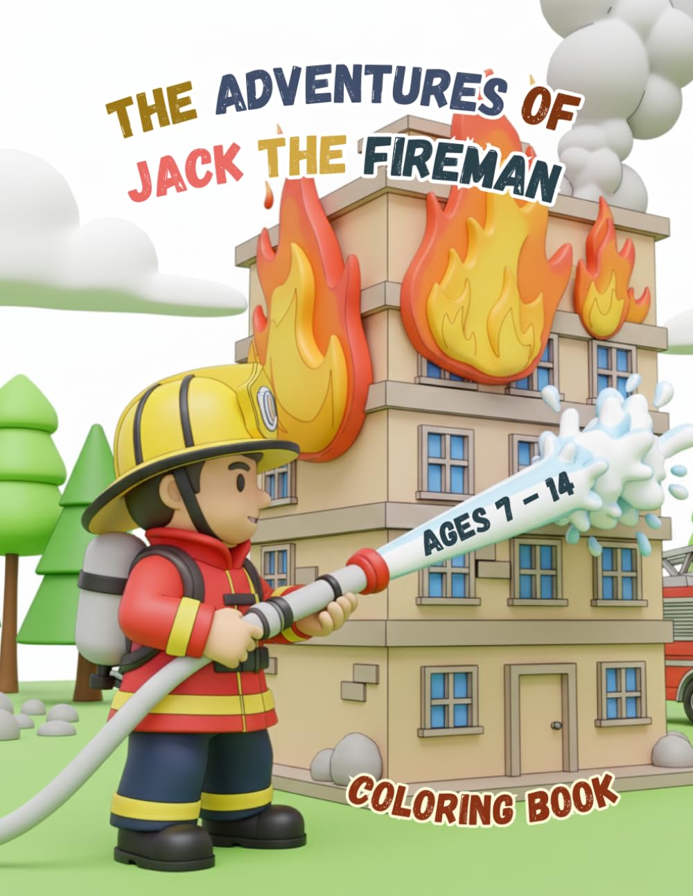 Firefighter Jack Coloring Book: 30 Coloring Pages | Fire Truck and Rescue Missions | Action-Packed Coloring Book for Creative Fun