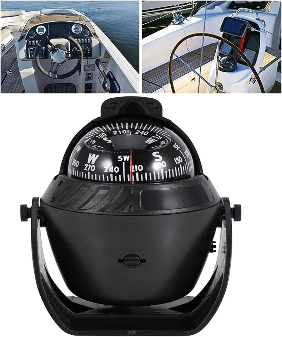 Digital Marine Compass, 12V LED Light Sea Pivoting Compass Electronic Navigation Compass for Marine Boat Yach Ship