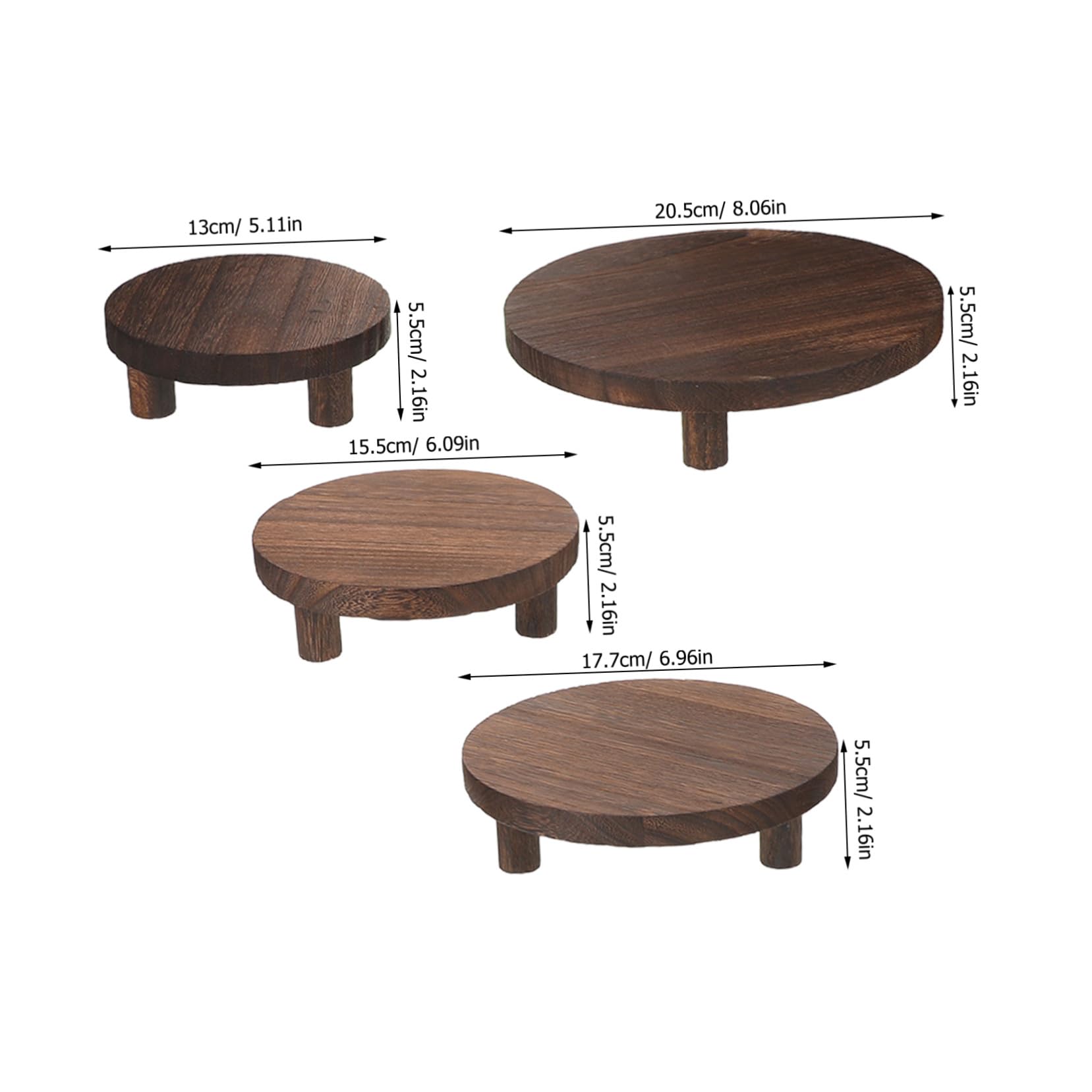 Yardwe 4pezzi Espositore in Legno da Alzata in Legno Naturale Rotonda per Vasi e Oggetti Supporto per Esposizione da Tavolo in Stile Fattoria