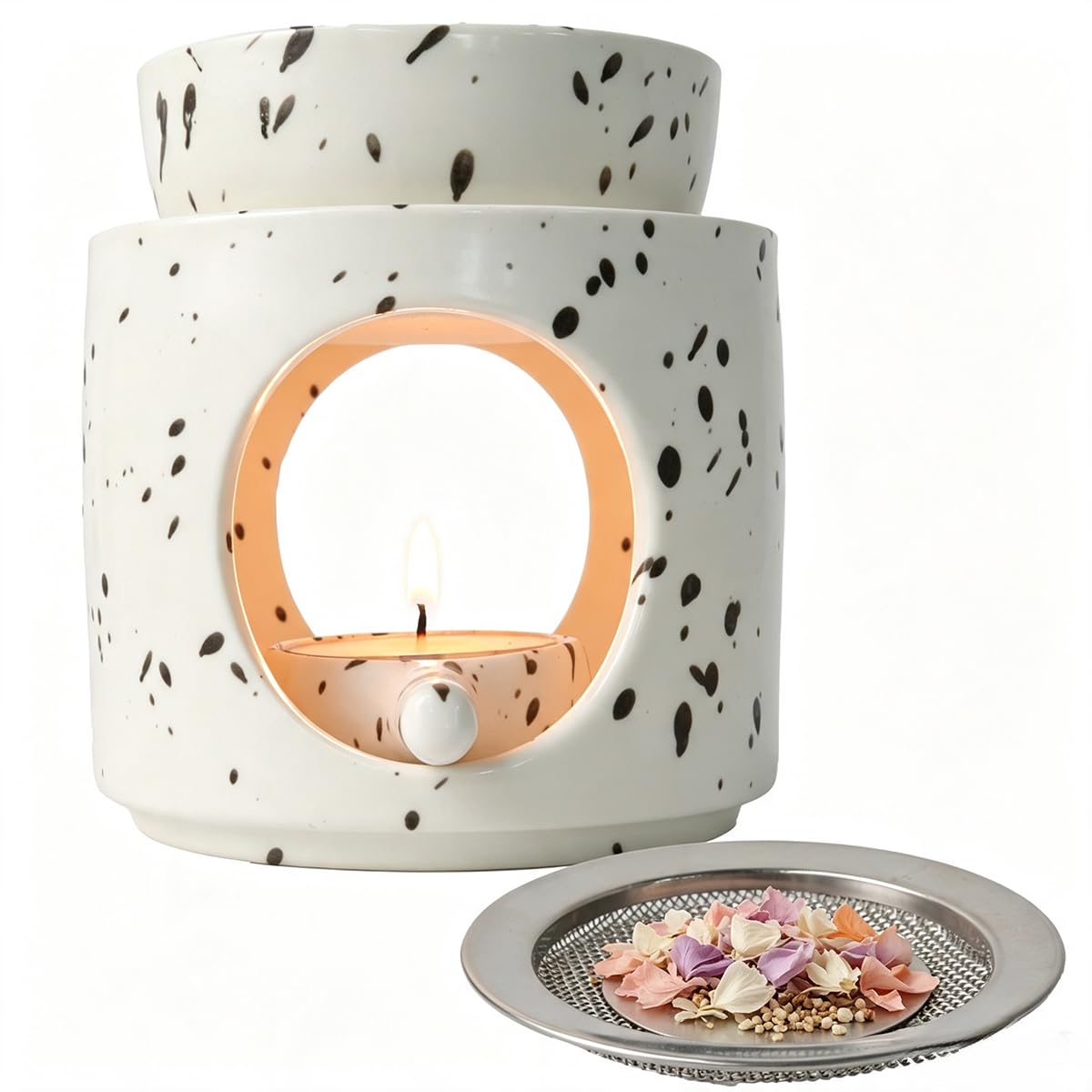 2in1 Wax Melt Ceramic Oil Burner With Sieve And Dish For Diffuser Essential
