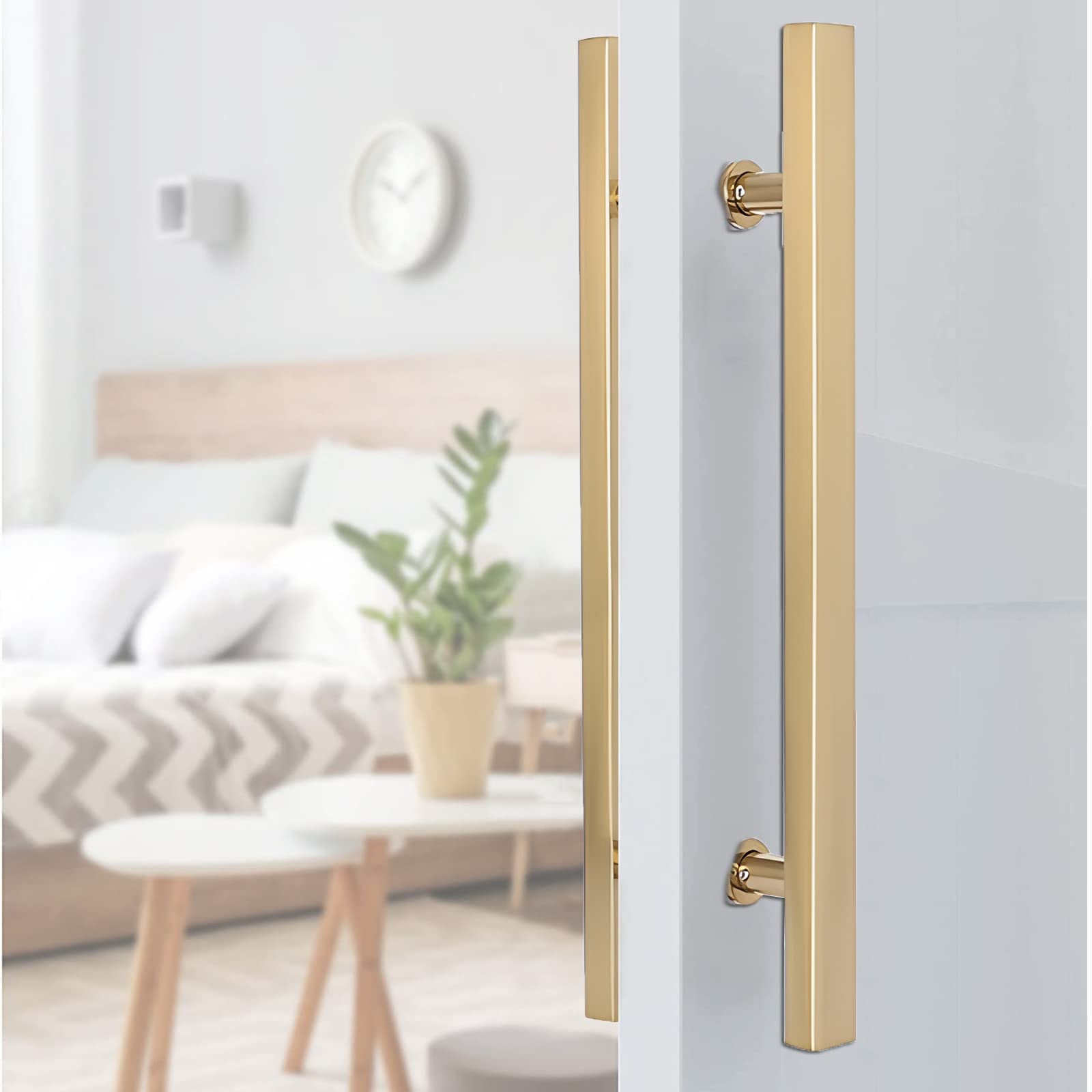 GYRAZXS Gold Sliding Barn Door Handles & Pulls Set 31.5" Flush Hardware for Interior/Exterior GatesDurable Stylish Home/Commercial Door Accessories