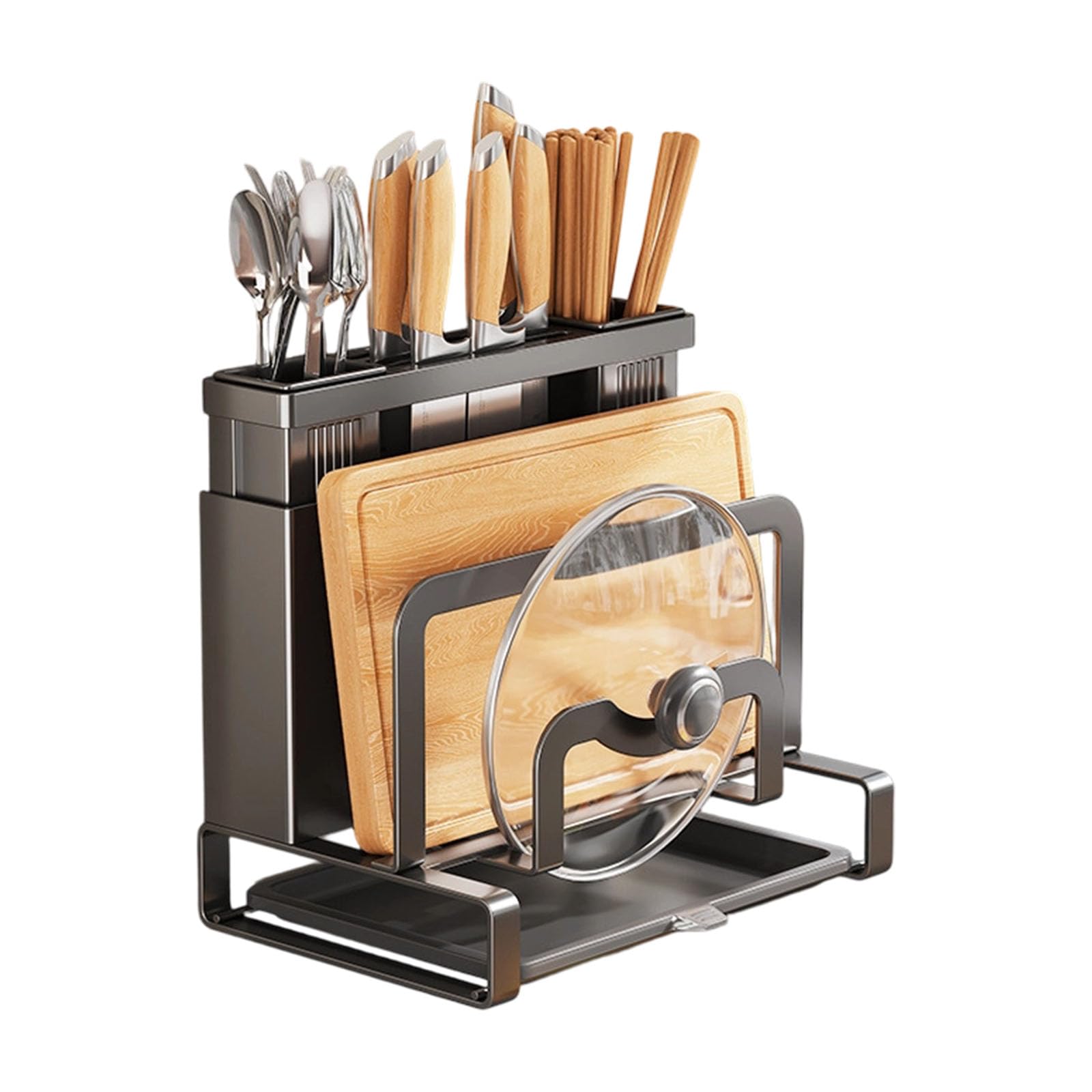 Zxfdsfdbnm Kitchen Storage Solution Carbon Steel Cutter Organizers with Multiple Compartment Design for Efficient Space Usage Wall Mount Cutter Rack