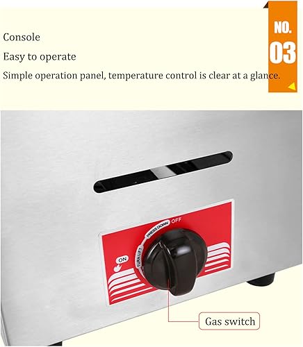 Miniatura 5 de Freidora de gas profesional de restaurante comercial, mesa de acero inoxidable monocilindrodoble cilindro de propano profundo, estufa de cocina con