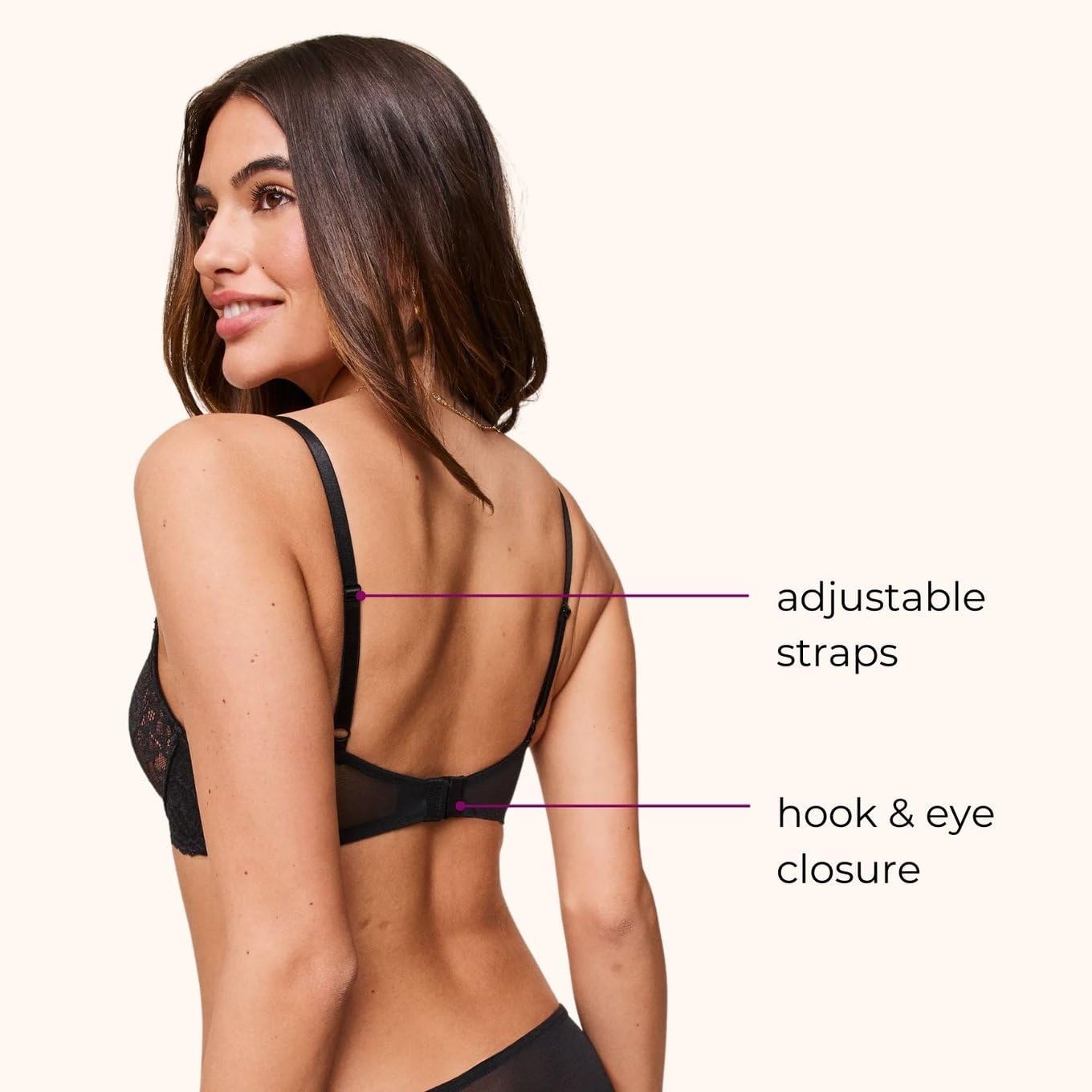 Adore Me Josie Plunge Push Up Bra - 30A-38DD Underwire Bra for Women with Lace & Satin Detail & Adjustable Straps - Image 4