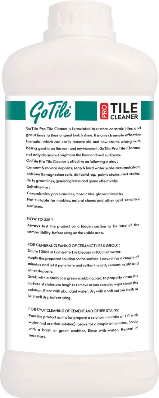 GoTile Pro Tile Cleaner (1L) Removes Hardwater Marks, Limescale and