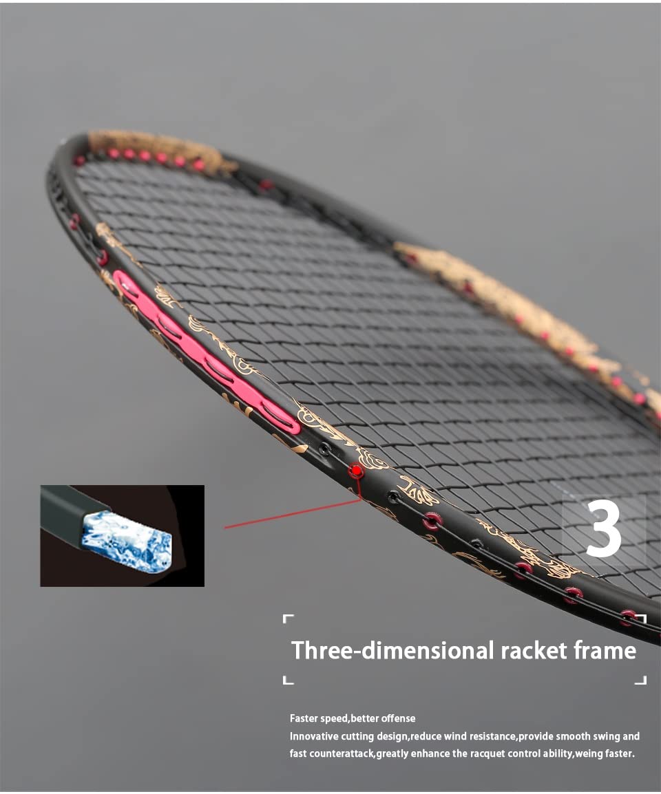 Ultralight 52G Carbon Fiber Badminton Rackets Strung Professional Racquet Trainning Racket Bags Adult
