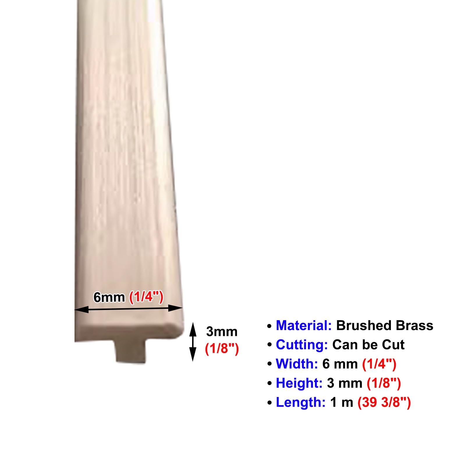 Bodenübergangsleiste, Türschwellen, Rampe for Hartholz, 2er-Pack, Eingangsübergänge, Trennwand-Finish for Fliesenstufen, Messing-Schwellenrampenverkleidung(6x3mm)