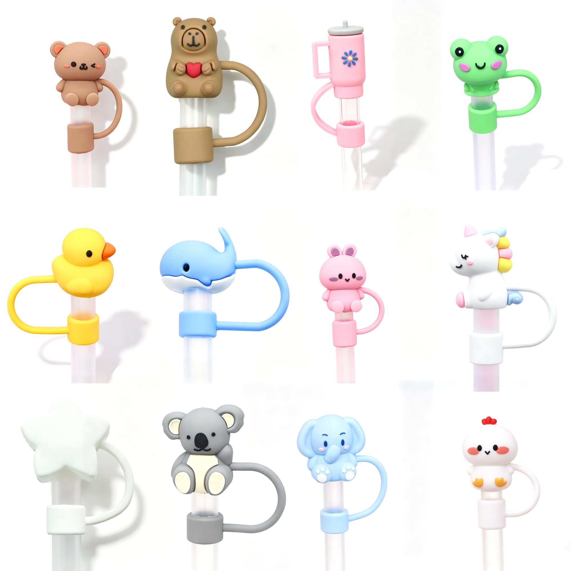 hankousi 12Pcs Straw Accessories for Cup, Straw Cover Silicone Dustproof