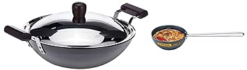 Hawkins Futura Hard Anodised Tadka Pan/Spice Heating Pan, Capacity 0.48 L, Diameter 12 cm, Thickness 3.25 mm & Futura Hard Anodised Induction with Stainless Steel Lid, Capacity 3.75 L, Diameter 30 cm