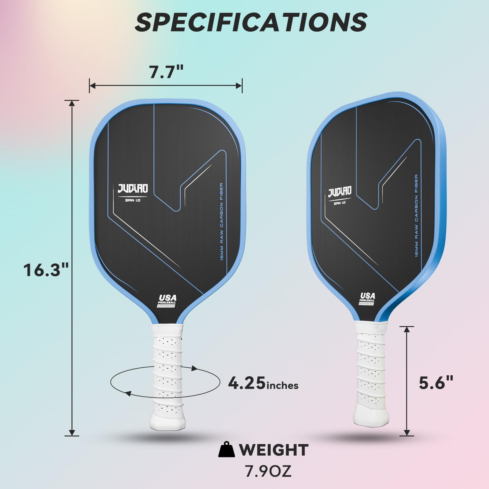 ピックルボール パドル JUCIAO カーボン エッジレス USAPA 承認 青 ピックルボール パドル JUCIAO カーボン エッジレス USAPA 承認 青