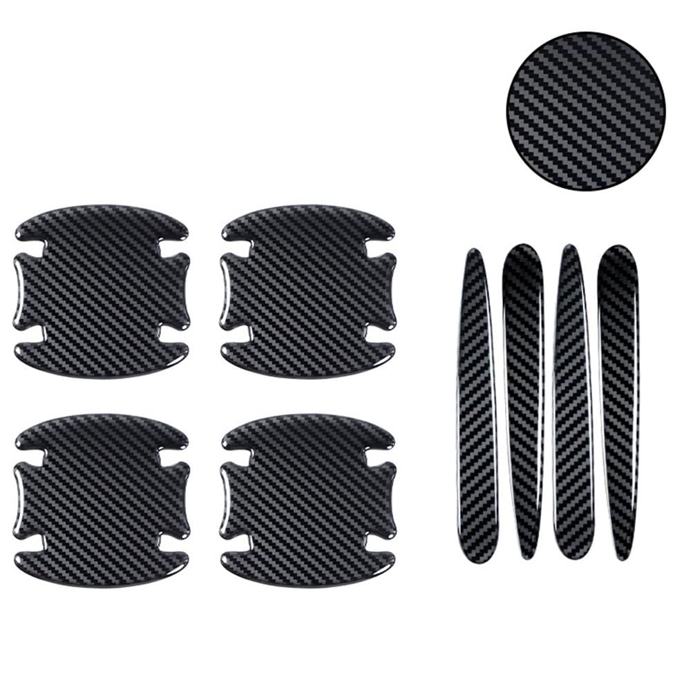 AAWEI Car Door Handle Scratch Protector for Toyota Prius (XW30 XW50 XW60 2009-2025 2026), Carbon Fiber Texture Side Handle Cup & Edge Sticker Cover, Automotive Exterior Anti-Scratch Film,Black