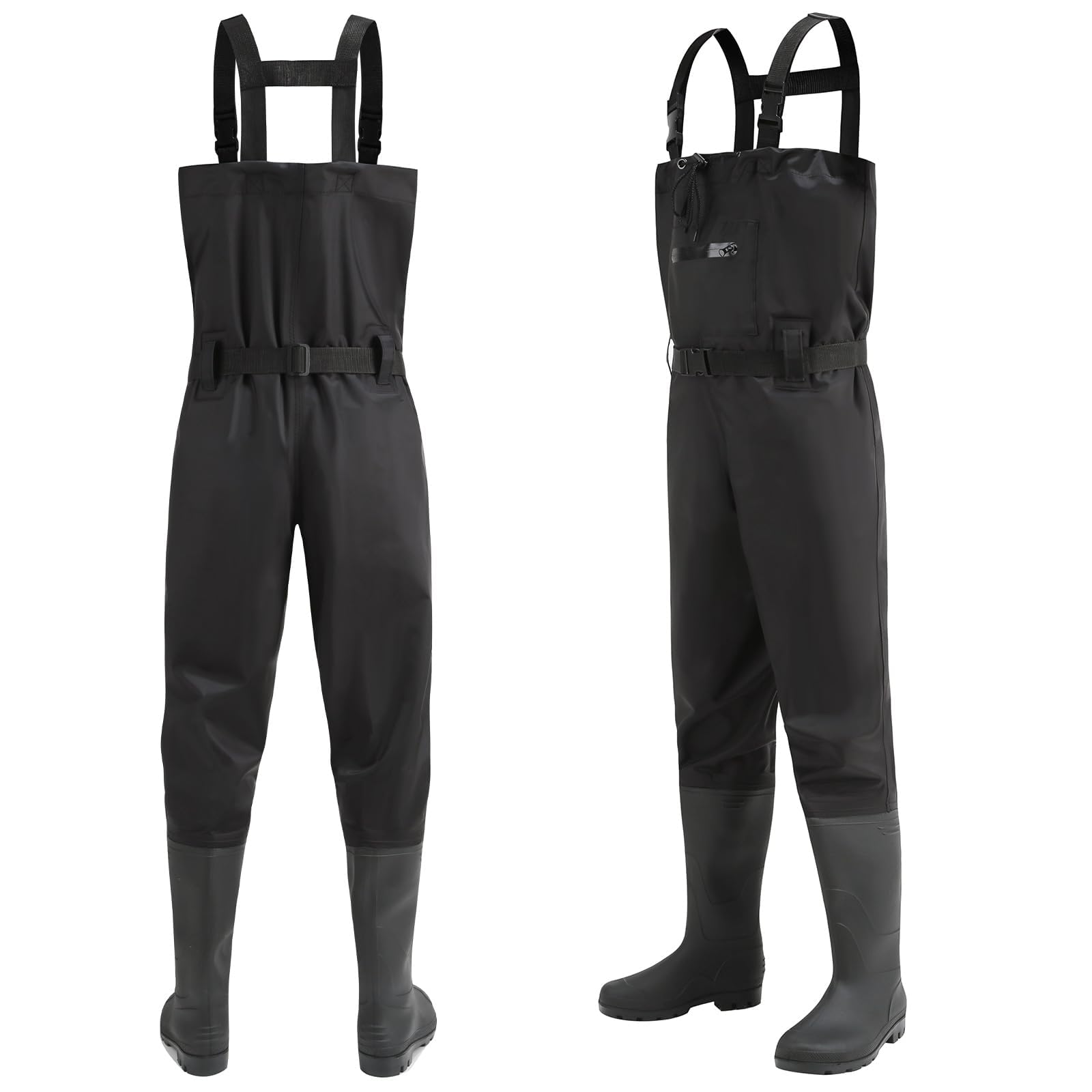 Waders pour homme et femme - Épaissir - Pantalon de pêche avec bottes, cuissardes - Poches de poitrine - Bretelles réglables - Waders en nylon - Pantalon de pêche
