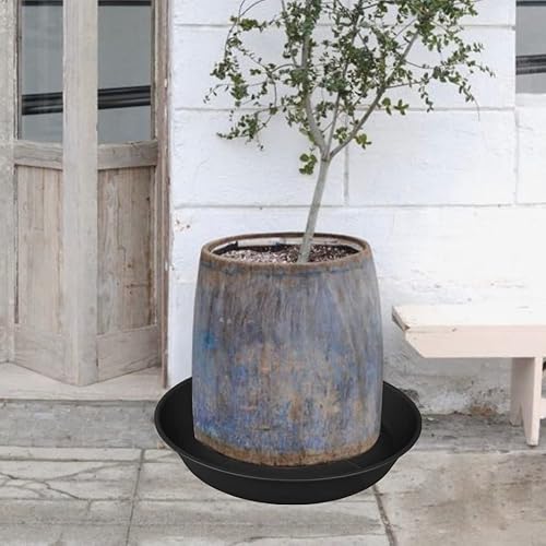 Bleuhome 3 Pack Of 20 22 Inch Plant Saucer (19.2 Inch Base), 3.6" Depth Tray, Bath Baths Bowl For Garden, Large Deep Plastic Flower Plant Trays For Indoors Outdoor, Tray For Planter 19-23" (Black) #TOP5