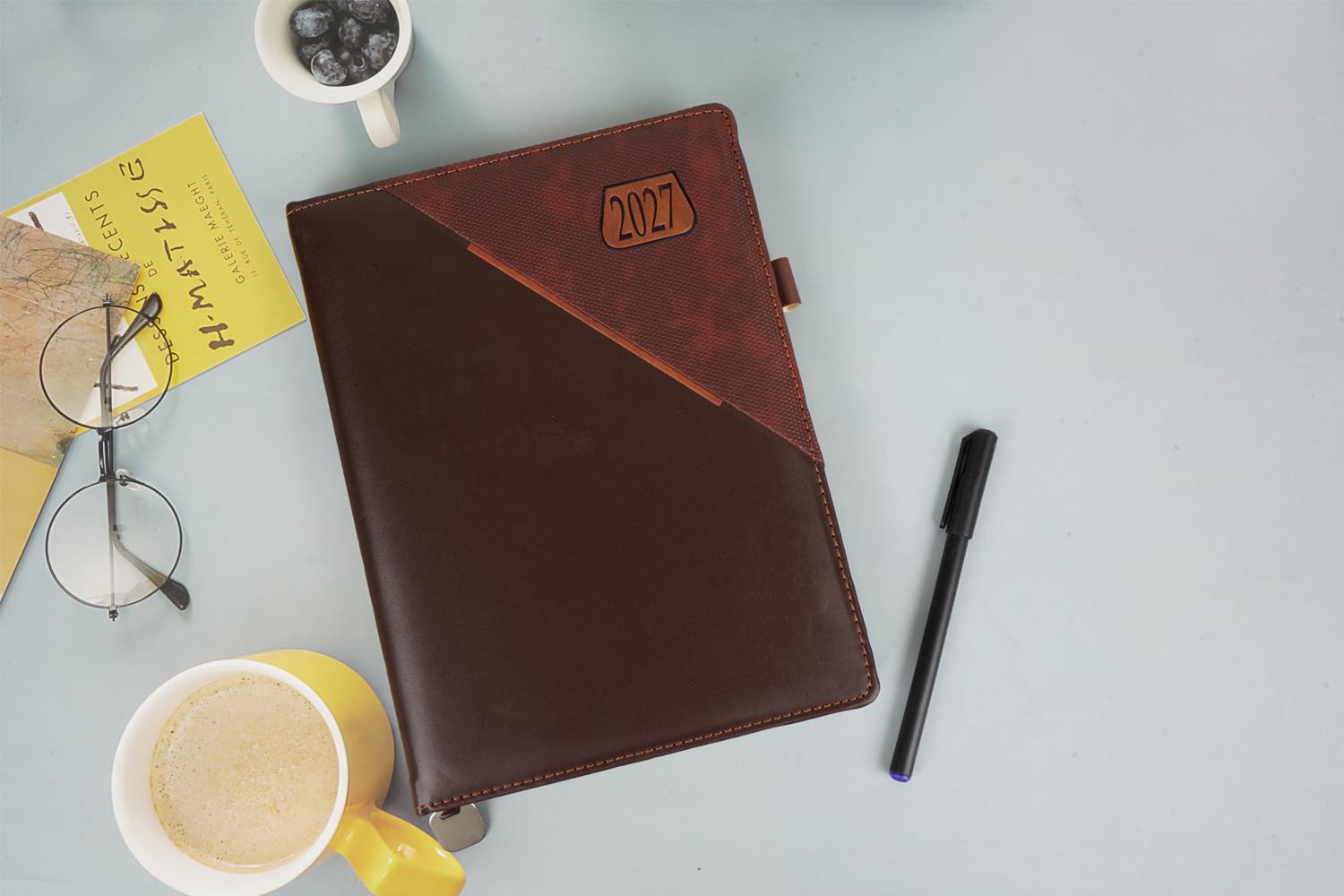 2027 Daily Planner Executive Diary with Pen, Brown PU Leather Cover-image-13
