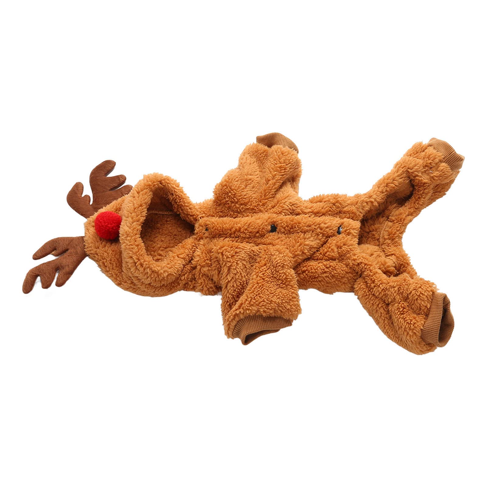 Disfraz Perro Navidad, Disfraz Reno Perro, Disfraz Navideño para Perros Disfraz de Reno con Capucha de Salchicha con un Mono de 4 Mangas Interesante y fácil de Cuidar Disfraces para Perros