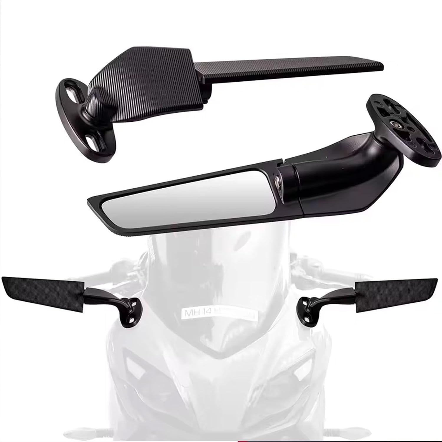 Motorcycle Rear View Mirrors Stealth Wind Wing Mirror 360° Rotatable Aluminum Side Mirrors Compatible with kawasaki ninja 300 400 250,for Honda CBR600RR CBR1000RR CBR250R CBR300R,for Suzuki,for Ducati