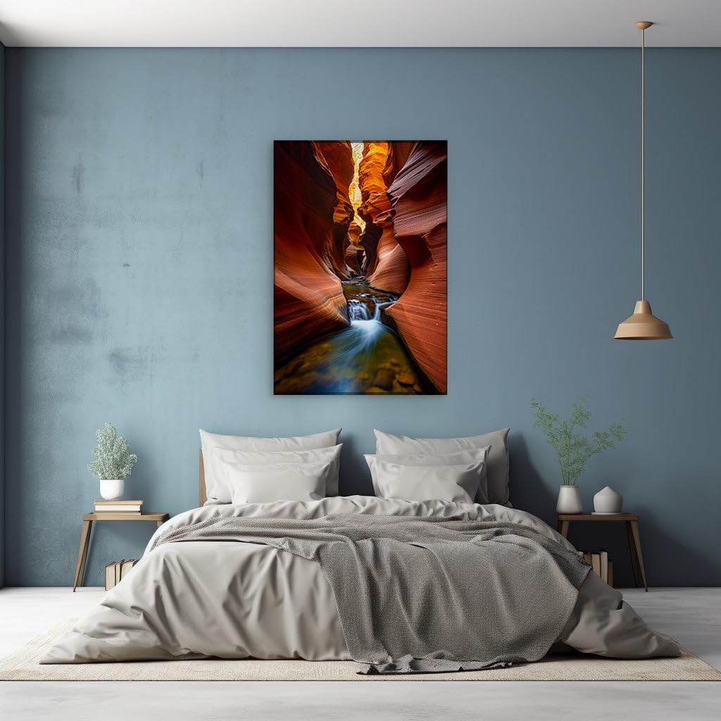 Canvas for Living room. Ethereal Whispers of Light in the Red Sandstone Slot Canyon, 27 x 18 inch Canvas Wall Art - Modern Home Decor