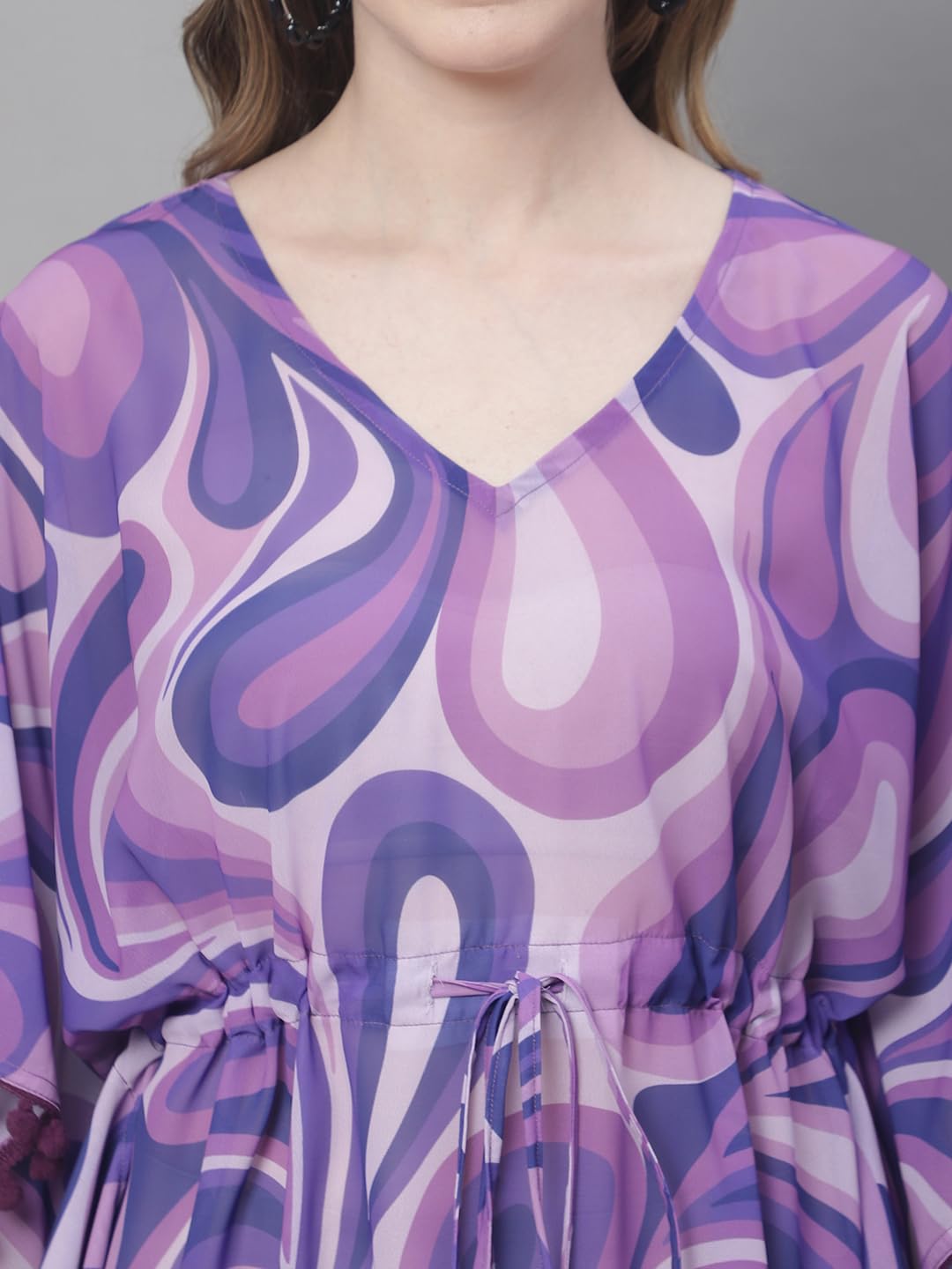 Claura Purple Tie and Dye Swimwear Cover Up kaftan Dress (Purple) 3