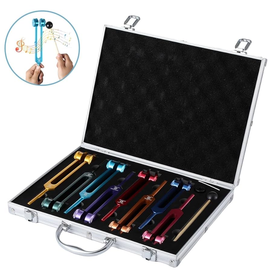 【美品】ソルフェジオ周波数 チューニングフォーク10本セット Amazon | Solfeggio チューニングフォークセット、10個 無加重