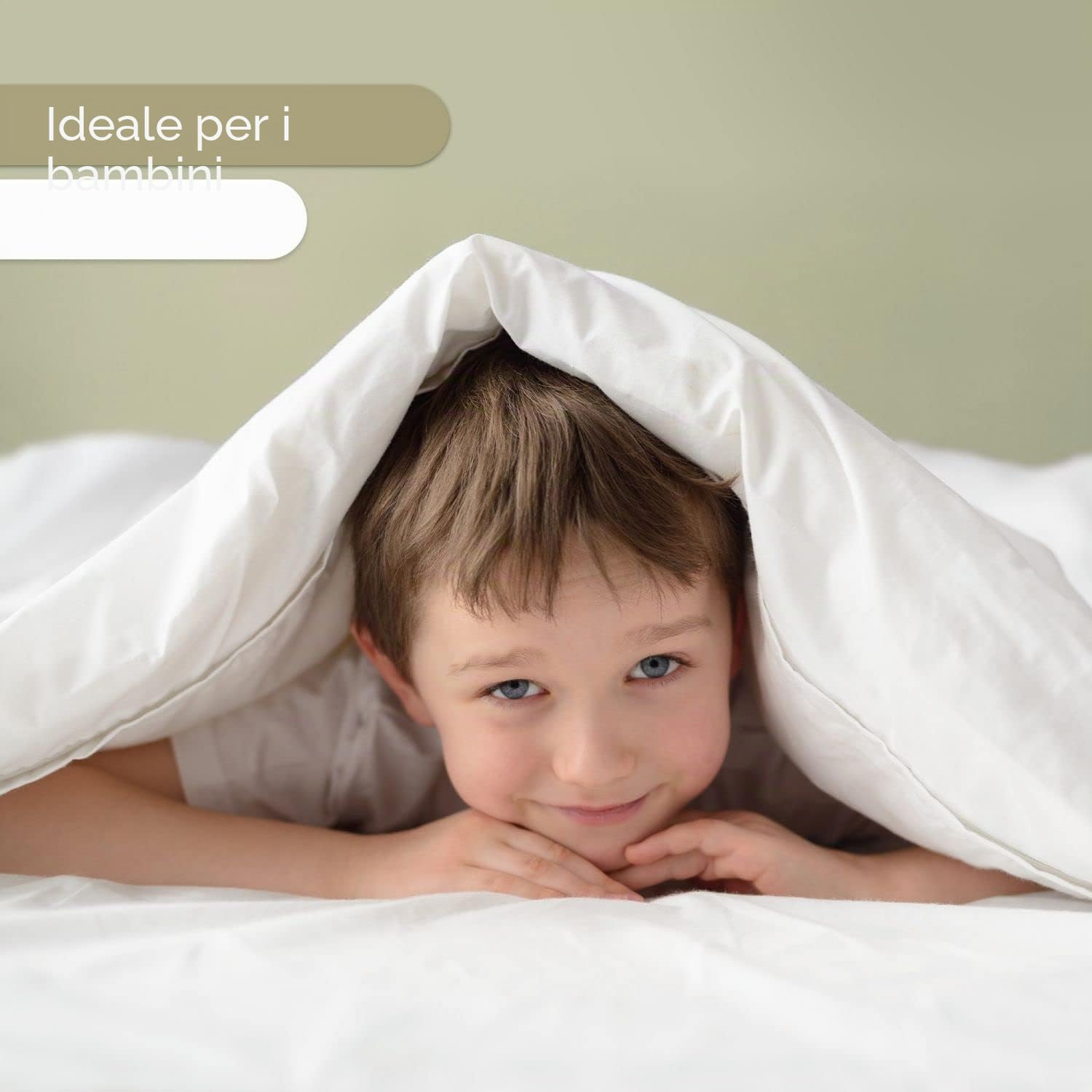 KiGATEX Piumino per bambini e neonati - Piumino certificato - Adatto a chi soffre di allergie - 100 x 135 cm (100 x 135 cm, Piumino orso)