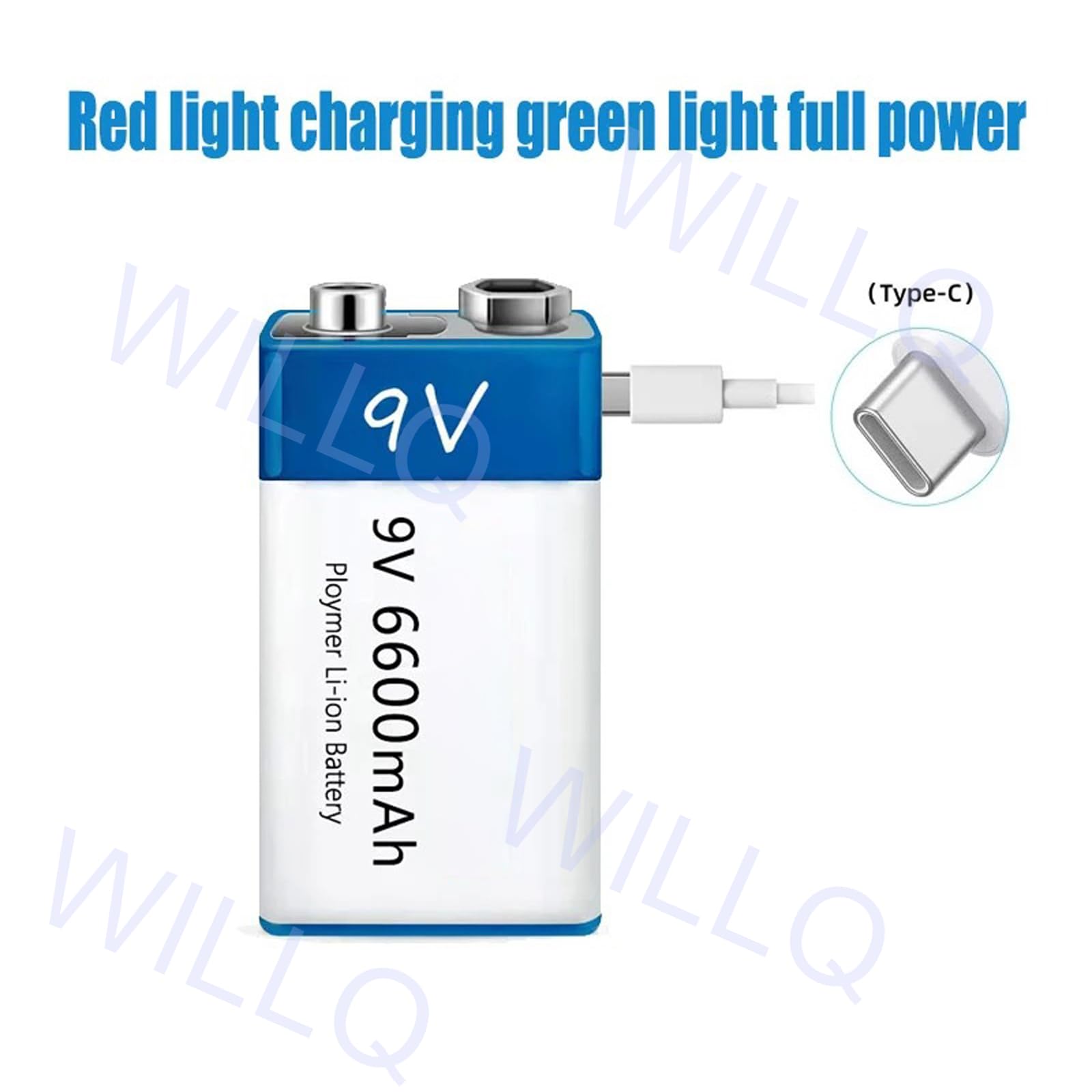 Batería de Iones de Litio Recargable por USB de 9 V, Tipo Cuadrado, batería de Litio de 9 voltios, batería de Repuesto de 6600 mAh y 6800 mAh, 2 Paquetes/3 Paquetes,9v6600mah 3pcs