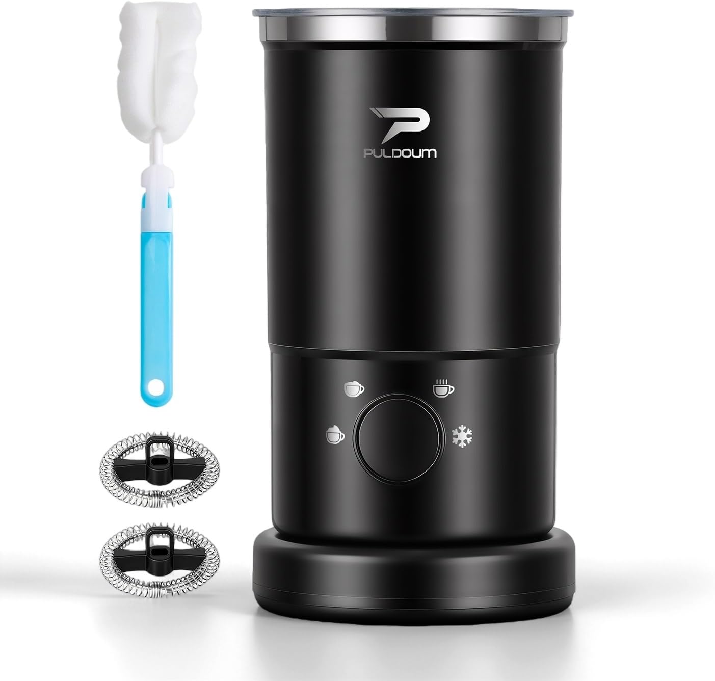 Electric Milk Frother and Steamer - 4-in-1 Automatic Coffee Steamer Frother with 10.5OZ (300ML) Capacity, Warm and Cold Foam Maker for Coffee, Latte, Cappuccino, Macchiato, and Hot Chocolate (Black)
