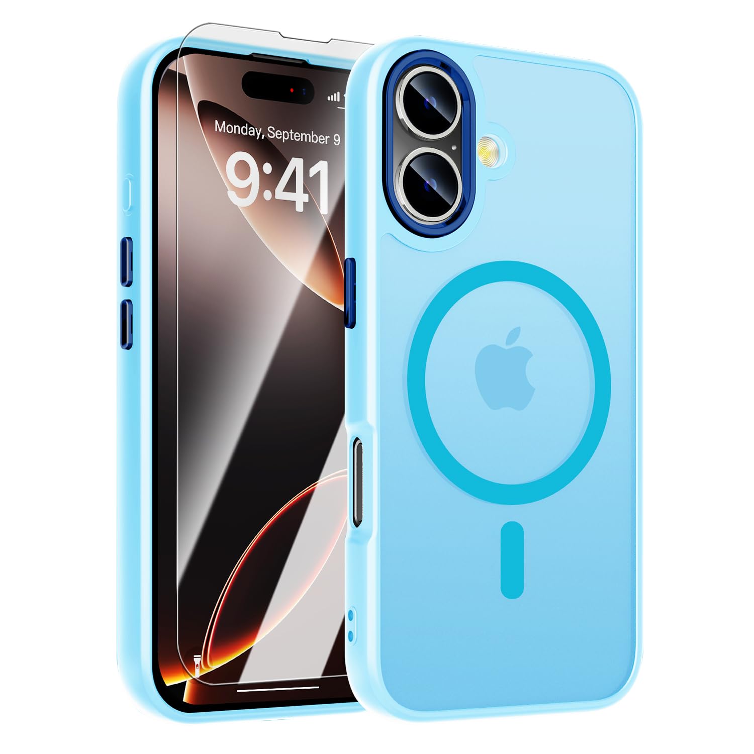 WRJ Case for iPhone 16, Magnetic Translucent Phone Case for Women Men [Compatible with Magsafe] Slim Anti-Fingerprints Shockproof Protective Cover