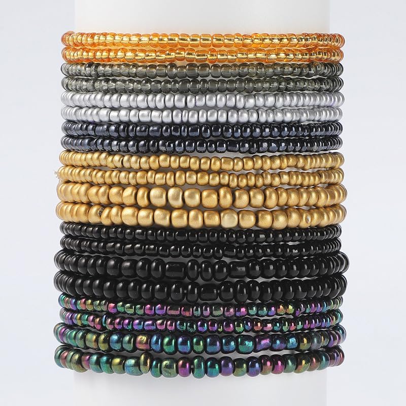 20Pcs Colorful Boho Beaded Bracelets Stackable Bohemia Bead Stretch Bracelet Elastic Ankle Bracelets - Image 4