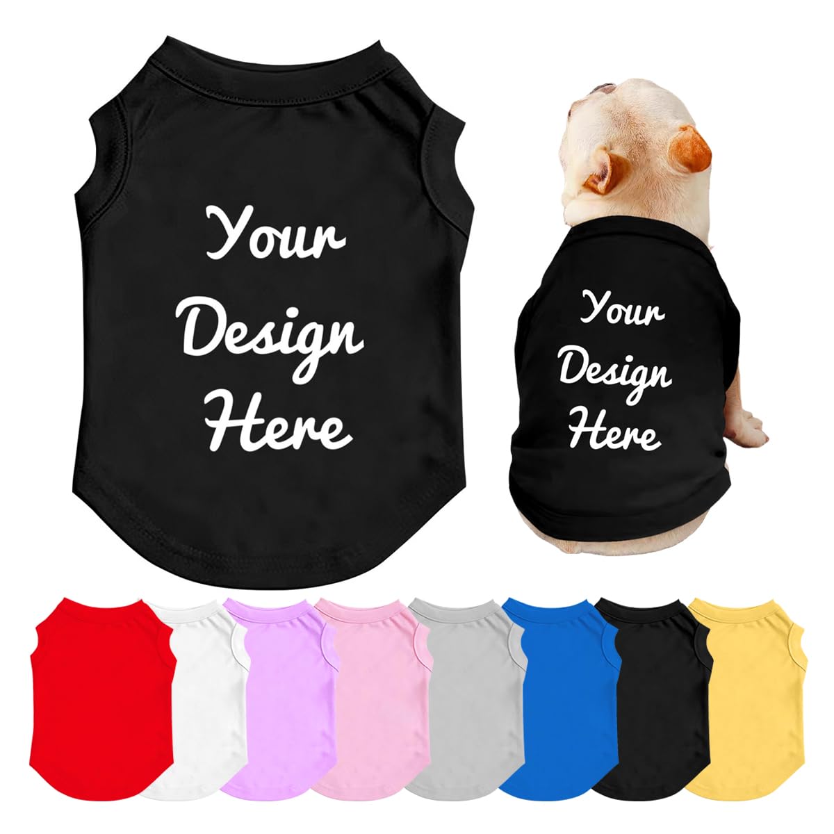 Mynvzrk Customized Dog Shirt for Small Medium Large Dogs Personalized with Photo Text Logo Name T-Shirt Summer Breathable Clothes, S