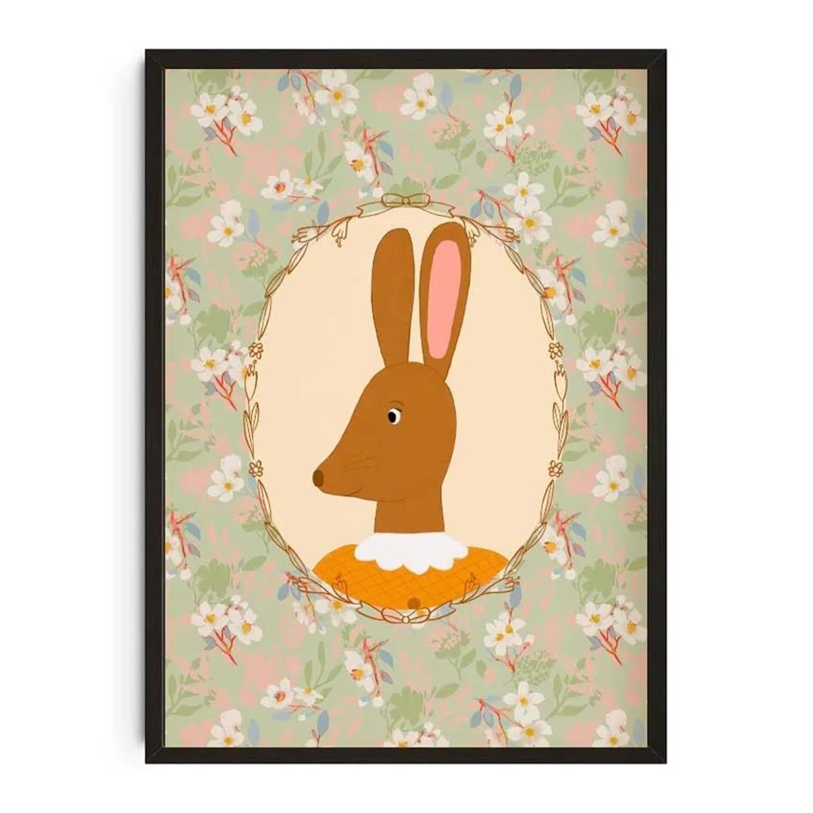 XENITE Wall Art Canvas Prints Animals Poster Prints Nordic Floral Bunnies Nursery Cool Bear Goose Wall Art Whimsical Rabbit Canvas Painting For Kids Room Playroom Decor(Y,50x70cm)