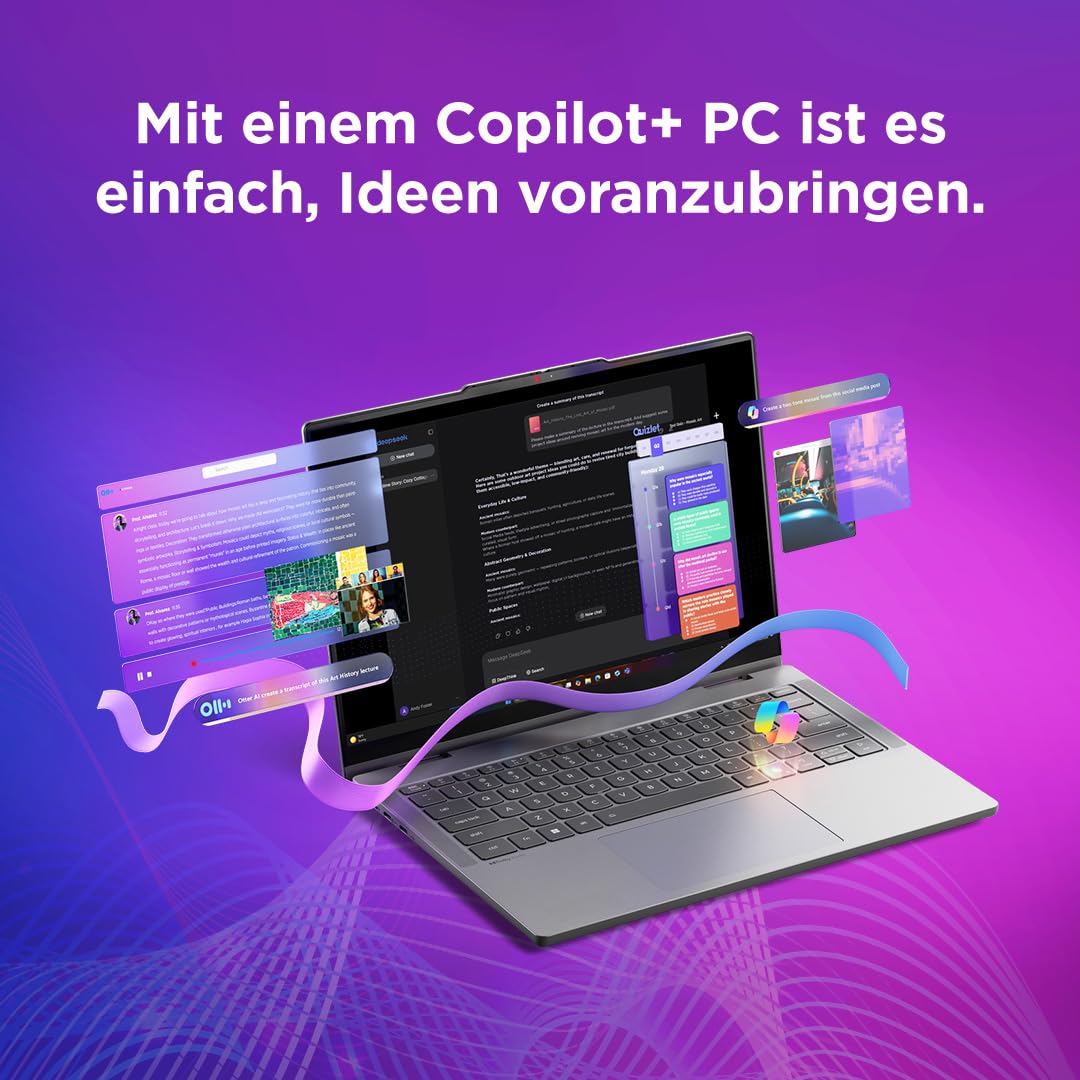 Lenovo IdeaPad 5i 2-in-1 Laptop | Copilot+ PC | 15.3" WUXGA Touch Display | Intel Core Ultra 7 355 | 16GB RAM | 1TBSSD | Integrierte Intel Grafik | Windows 11 | QWERTZ | Grau | 3 Monate Premium Care